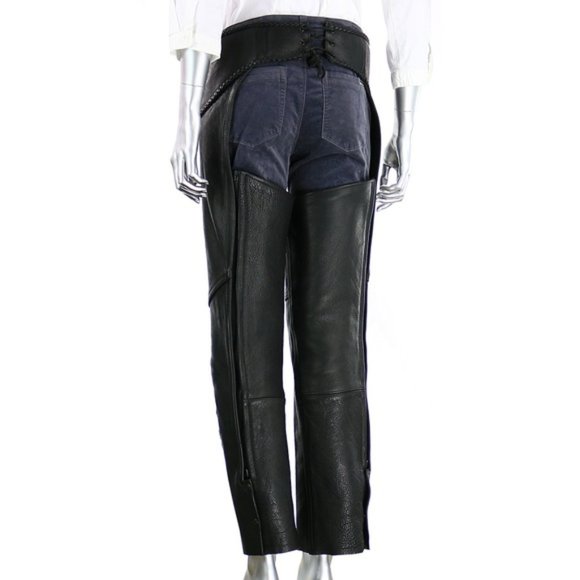 Women's Leather Chaps w/ Laconia Bike Week Patches - Picture 3 of 5